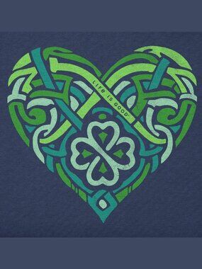 Life Is Good Women's Celtic Heart Short Sleeve Crusher Vee Neck - LARGE (NWT)